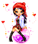 pixel girl sitting on an orb